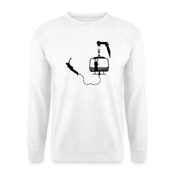  Bungee Jumper Geschenkidee, Bungy Jumps, Bungee - Unisex Pullover - Weiß - Vorne - Alina (178cm) & Michal (187cm)