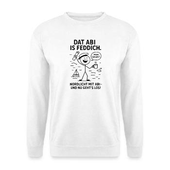 Abitur Strichmänchen Nordlicht Geschenkidee Abitur - Unisex Pullover - Weiß - Vorne - Alina (178cm) & Michal (187cm)