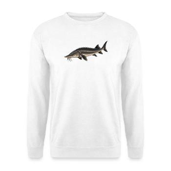 Stör Fisch Angeln - Unisex Pullover - Weiß - Vorne - Alina (178cm) & Michal (187cm)