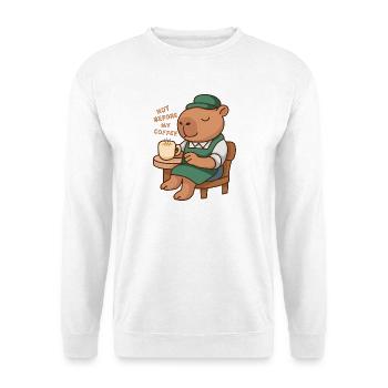Not Before My Coffee Capybara Barista - Unisex Pullover - Weiß - Vorne - Alina (178cm) & Michal (187cm)