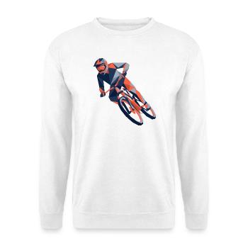eometrische Origami-Mountainbiker-Polygonkunst - Unisex Pullover - Weiß - Vorne - Alina (178cm) & Michal (187cm)