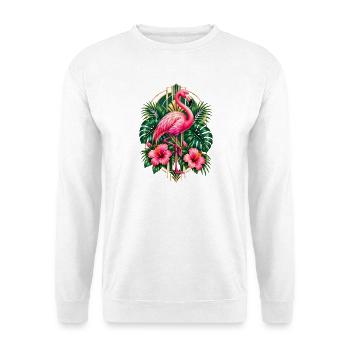 Niedlicher Flamingo Süße Flamingos - Unisex Pullover - Weiß - Vorne - Alina (178cm) & Michal (187cm)
