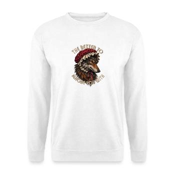 Wolf in Omas Verkleidung - Unisex Pullover - Weiß - Vorne - Alina (178cm) & Michal (187cm)