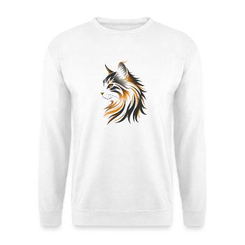Katze Zeichnung - Unisex Pullover - Weiß - Vorne - Alina (178cm) & Michal (187cm)