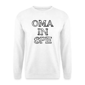Oma in spe Schriftzug handgezeichnet - Unisex Pullover - Weiß - Vorne - Alina (178cm) & Michal (187cm)