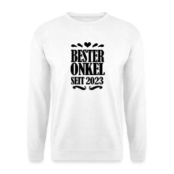 Bester Onkel seit 2023 - Unisex Pullover - Weiß - Vorne - Alina (178cm) & Michal (187cm)