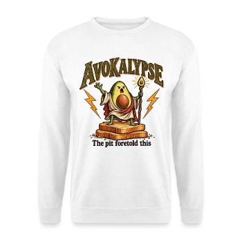 Avocado Apokalypse Toast Prophet Lustiges Essen Humor - Unisex Pullover - Weiß - Vorne - Alina (178cm) & Michal (187cm)