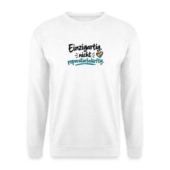 Einzigartig, nicht regulär Herz - Unisex Pullover - Weiß - Vorne - Alina (178cm) & Michal (187cm)