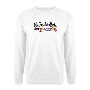 Unterschiedlich, aber gleichwertig - Unisex Pullover - Weiß - Vorne - Alina (178cm) & Michal (187cm)
