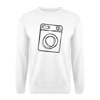 Waschmaschine handgezeichnet - Unisex Pullover - Weiß - Vorne - Alina (178cm) & Michal (187cm)