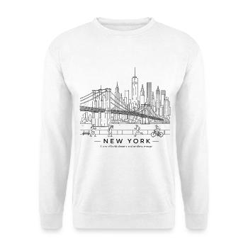 Linienkunst zur Freiheitsstatue - Unisex Pullover - Weiß - Vorne - Alina (178cm) & Michal (187cm)