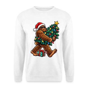 Sasquatch mit Weihnachtsbaum - Unisex Pullover - Weiß - Vorne - Alina (178cm) & Michal (187cm)