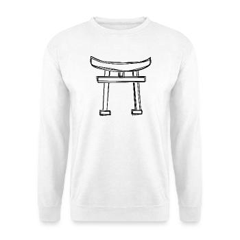 Torii handgezeichnet - Unisex Pullover - Weiß - Vorne - Alina (178cm) & Michal (187cm)