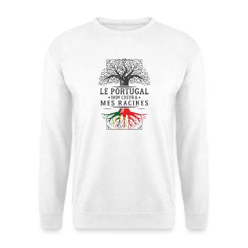Portugal Mein Herz Meine Wurzeln T-Shirt Cadea... - Unisex Pullover - Weiß - Vorne - Alina (178cm) & Michal (187cm)