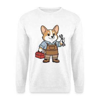 Süßes Kawaii Corgi Mechaniker-Schraubenschlüssel-Shirt - Unisex Pullover - Weiß - Vorne - Alina (178cm) & Michal (187cm)