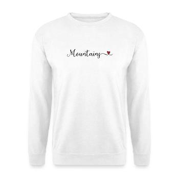 Berge Schrift mit Herz - Unisex Pullover - Weiß - Vorne - Alina (178cm) & Michal (187cm)