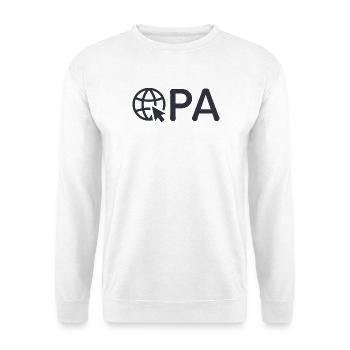 Opa mit Internet-Symbol – Schwarz - Unisex Pullover - Weiß - Vorne - Alina (178cm) & Michal (187cm)