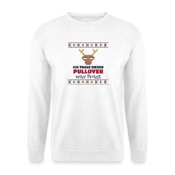 Pullover unter Protest – Ugly Sweater (hell) - Unisex Pullover - Weiß - Vorne - Alina (178cm) & Michal (187cm)