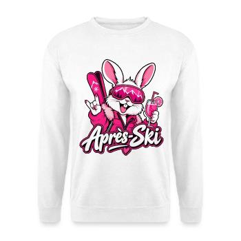 Apres Ski Hase Ski Bunny Skiparty Pink - Unisex Pullover - Weiß - Vorne - Alina (178cm) & Michal (187cm)