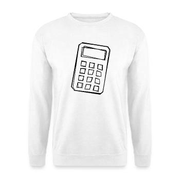 Taschenrechner handgezeichnet - Unisex Pullover - Weiß - Vorne - Alina (178cm) & Michal (187cm)