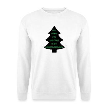 ALL I WANT FOR CHRISTMAS IS AFD VERBOTSVERFAHREN - Unisex Pullover - Weiß - Vorne - Alina (178cm) & Michal (187cm)