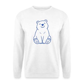 Blauer Bär Linienbild - Unisex Pullover - Weiß - Vorne - Alina (178cm) & Michal (187cm)