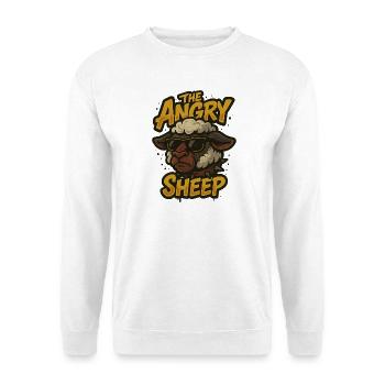 Mürrisches Schaf mit Sonnenbrille im Retrolook - Unisex Pullover - Weiß - Vorne - Alina (178cm) & Michal (187cm)
