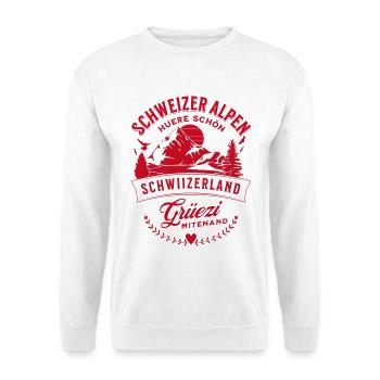 Schweizer Alpen Huere Schön Grüezi Schwiizerland - Unisex Pullover - Weiß - Vorne - Alina (178cm) & Michal (187cm)