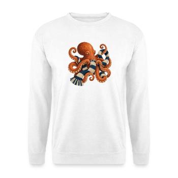 Stricken von Oktopus mit gestreiftem Schal - Unisex Pullover - Weiß - Vorne - Alina (178cm) & Michal (187cm)