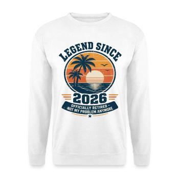 Legende Seit 2026 Retro Sunset - Unisex Pullover - Weiß - Vorne - Alina (178cm) & Michal (187cm)