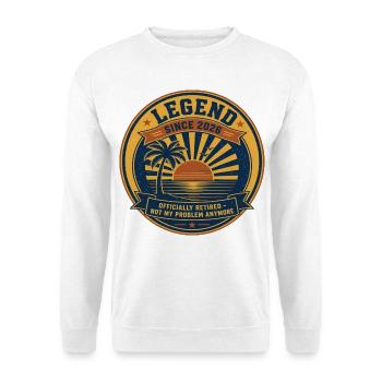 Legende Seit 2026 – Offiziell Ruhestand - Unisex Pullover - Weiß - Vorne - Alina (178cm) & Michal (187cm)
