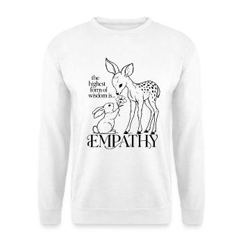 The Highest Form Of Wisdom Is Empathy - Unisex Pullover - Weiß - Vorne - Alina (178cm) & Michal (187cm)