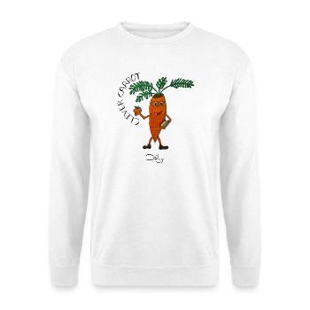 CleverCarrot – schlaue Karotte mit Büchern - Unisex Pullover - Weiß - Vorne - Alina (178cm) & Michal (187cm)