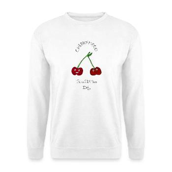CherryMood – Kirschen, süß oder sauer - Unisex Pullover - Weiß - Vorne - Alina (178cm) & Michal (187cm)