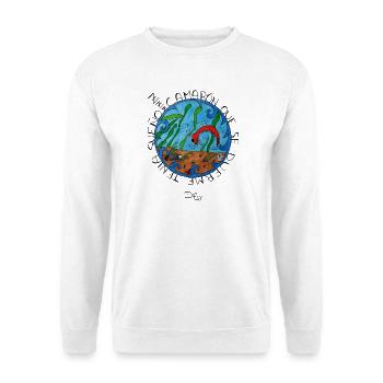 Camarón que se duerme – schlafende Garnele - Unisex Pullover - Weiß - Vorne - Alina (178cm) & Michal (187cm)