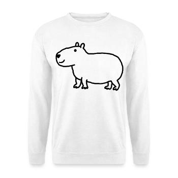 Handgezeichnete Capybara-Skizze – Niedlicher Nager - Unisex Pullover - Weiß - Vorne - Alina (178cm) & Michal (187cm)