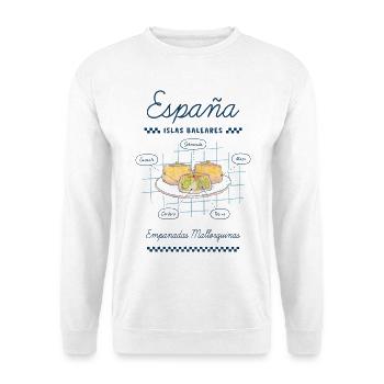 Mallorquinische Empanadas - Unisex Pullover - Weiß - Vorne - Alina (178cm) & Michal (187cm)