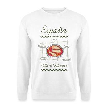 Huhn mit Chilindrón - Unisex Pullover - Weiß - Vorne - Alina (178cm) & Michal (187cm)