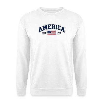Amerikanische Flagge USA Vereinigte Staaten von Amerika US 4. - Unisex Pullover - Weiß - Vorne - Alina (178cm) & Michal (187cm)
