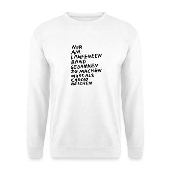 Overthinking ist mein Cardio - Unisex Pullover - Weiß - Vorne - Alina (178cm) & Michal (187cm)