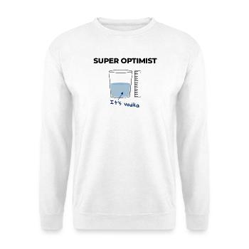 Ich bin ein Optimist, es ist Wodka - Unisex Pullover - Weiß - Vorne - Alina (178cm) & Michal (187cm)