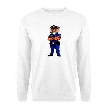 Tiger Polizei / Polizist Raubtier - Unisex Pullover - Weiß - Vorne - Alina (178cm) & Michal (187cm)