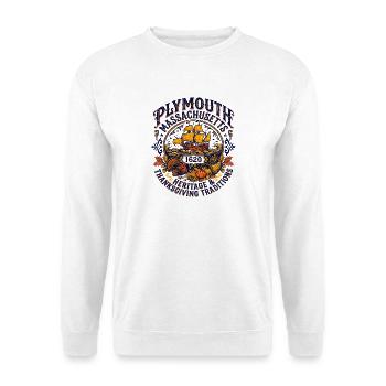 Plymouth Massachusetts 1620 Thanksgiving Heritage - Unisex Pullover - Weiß - Vorne - Alina (178cm) & Michal (187cm)