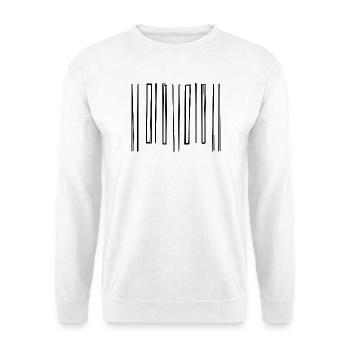 Strichcode handgezeichnet - Unisex Pullover - Weiß - Vorne - Alina (178cm) & Michal (187cm)