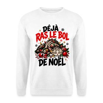 Blasé-Katzen-Weihnachten mit Girlanden - Unisex Pullover - Weiß - Vorne - Alina (178cm) & Michal (187cm)