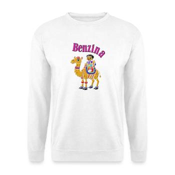 Ironisches T-Shirt teures Benzin – In der Schule in Kameras - Unisex Pullover - Weiß - Vorne - Alina (178cm) & Michal (187cm)