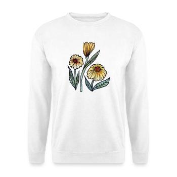 Daisy Meadow Aquarellblüte - Unisex Pullover - Weiß - Vorne - Alina (178cm) & Michal (187cm)