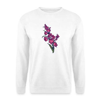 Pink Bloom Cluster-Kunst - Unisex Pullover - Weiß - Vorne - Alina (178cm) & Michal (187cm)