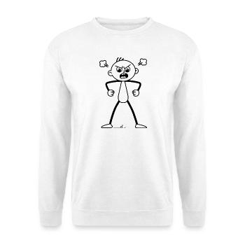 Wütender, erboster Strichel : Totaler Fehlalarm! - Unisex Pullover - Weiß - Vorne - Alina (178cm) & Michal (187cm)