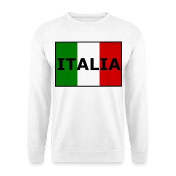 Italienische Flaggen-Typografie - Unisex Pullover - Weiß - Vorne - Alina (178cm) & Michal (187cm)